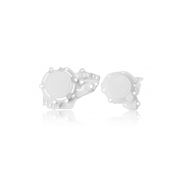 Kit de protections de carters d'allumage et d'embrayage blanc ACERBIS pour Husqvarna 250/300 TE 2017 à 2019 Kit de protections de carters d'allumage et d'embrayage blanc ACERBIS pour Husqvarna 250/300 TE 2017 à 2019