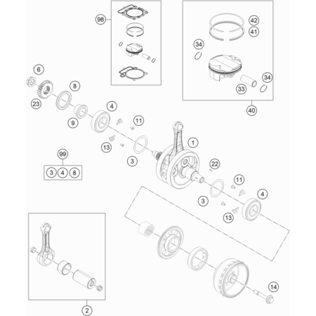 Embiellage piston HUSQVARNA 350 FE 2014	