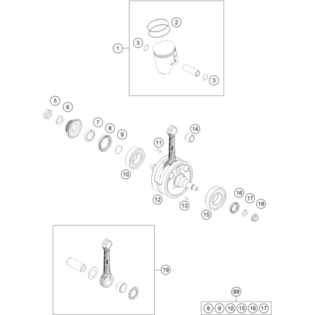 Vilebrequin,piston HUSQVARNA 250 TC 2020