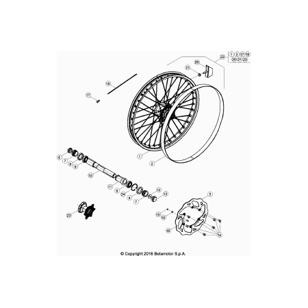 Roue avant BETA 125 RR 2019
